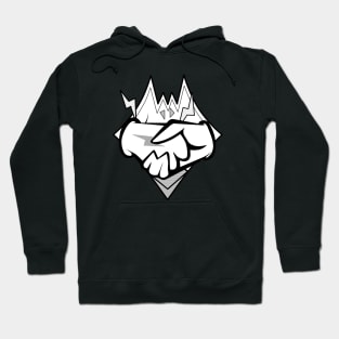 Cartoon chicken logo handshake ink-pencil black-and-white design Hoodie